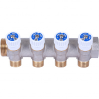 SMB 6852 011204 STOUT Коллектор распределительный 1", 4 отвода 1/2" плоское уплотнение