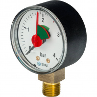 SIM-0008-500408 STOUT Манометр радиальный с указателем предела. Корпус Dn 50 мм 1/4", 0...4 бар, кл.2.5