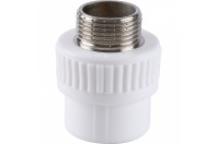 Муфта комбинированная Kalde 25x3/4" наруж. резьба для полипропиленовых труб под сварку (цвет белый)