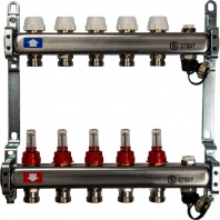 SMS-0927-000005 STOUT Коллектор из нержавеющей стали с расходомерами, с клапаном вып. воздуха и сливом 5 вых.