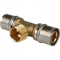 SFP-0008-263426 STOUT Тройник-переходник с наружной резьбой 26х3/4"х26 для металлопластиковых труб прессовой