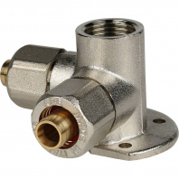 SFS-0014-001216 STOUT Тройник настенный с креплением для металлопластиковых труб винтовой