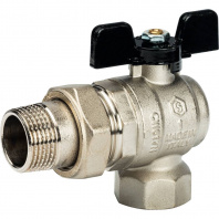 SVB-0008-000025 STOUT Кран шаровой полнопроходной угловой с "американкой", ВР/НР, ручка бабочка 1